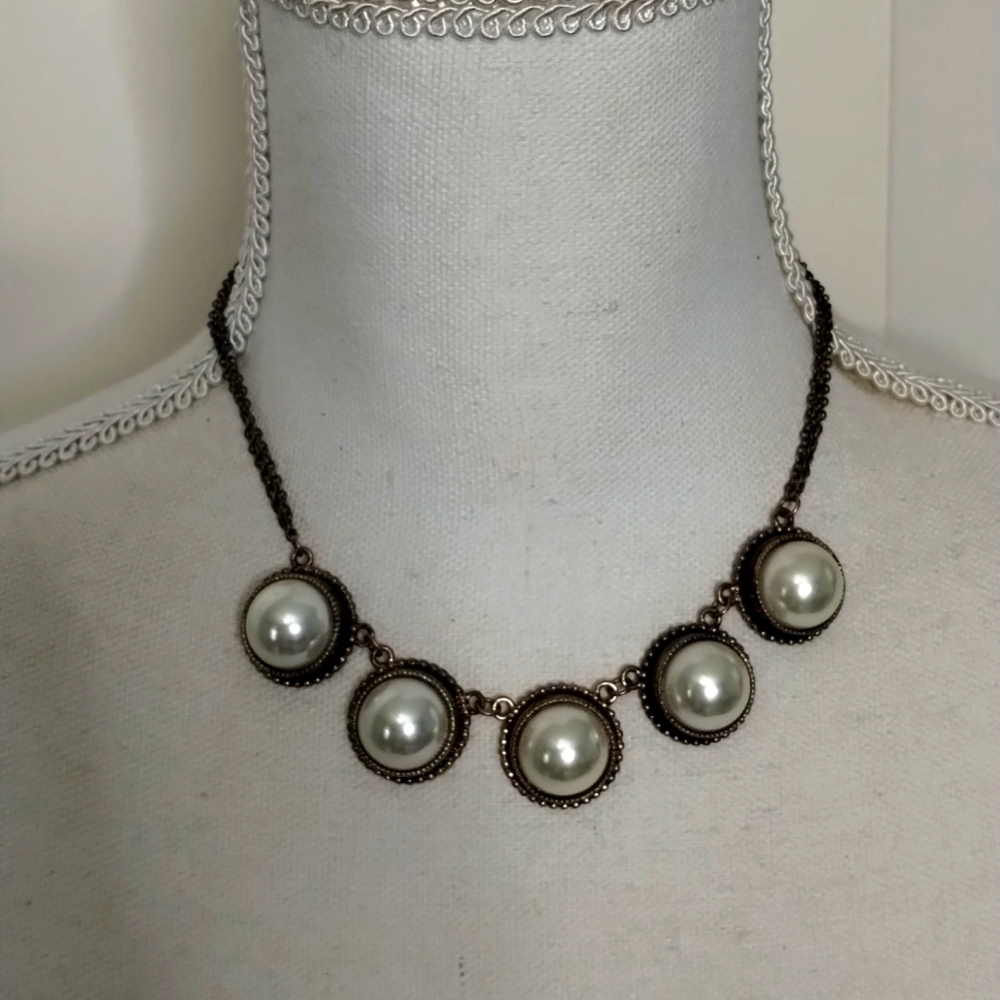 Women's Half Pearl Statement Necklace/Choker